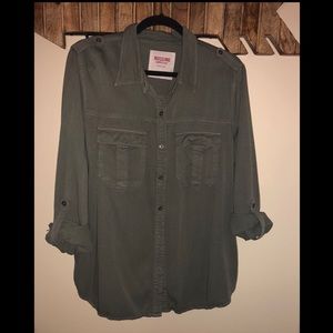 Olive Green Button Long Sleeve